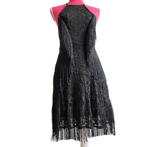 ASOS Design Halter Fringe Backless Lace Dress